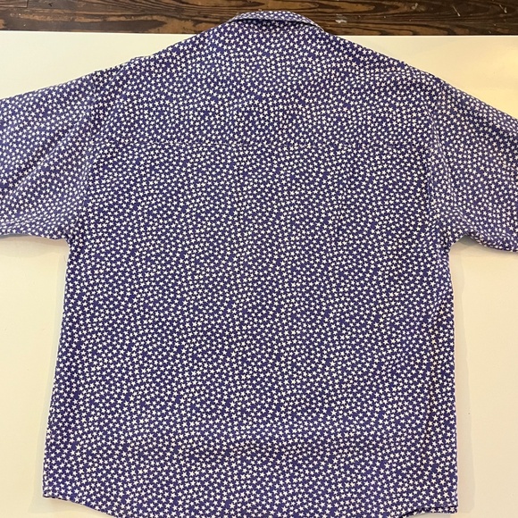 Vintage 90s Bon Homme Purple and White Star Print Short Sleeve Button Down - Picture 5 of 5